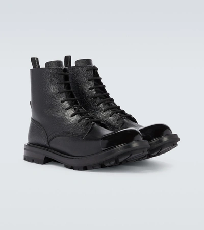 Shop Alexander Mcqueen Lace-up Leather Boots In Black