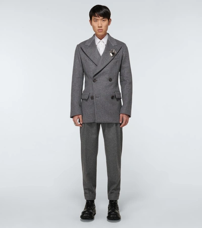 Shop Alexander Mcqueen Wool Tailored Pants In Grey