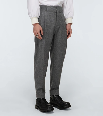 Shop Alexander Mcqueen Wool Tailored Pants In Grey