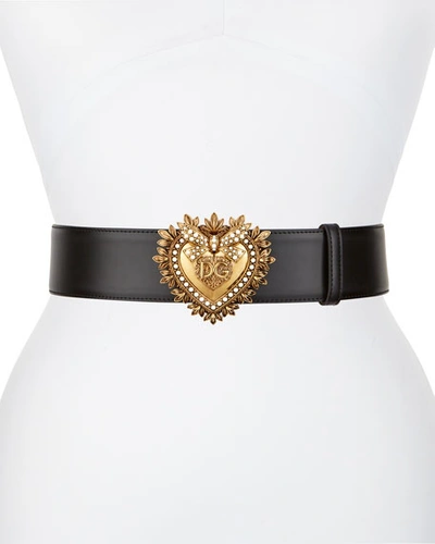 Shop Dolce & Gabbana Devotion Leather Belt In Black