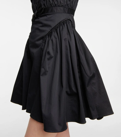 Shop Self-portrait Stretch-cotton Minidress In Black