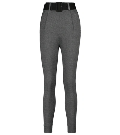 Shop Self-portrait Belted Stirrup Slim-fit Pants In Grey