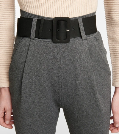 Shop Self-portrait Belted Stirrup Slim-fit Pants In Grey