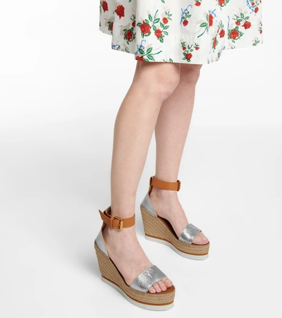 Shop See By Chloé Glyn Leather Espadrille Wedges In Brown