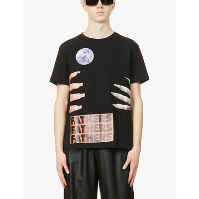 Shop Raf Simons Archive Redux Nails Graphic-print Cotton-jersey T-shirt In Black