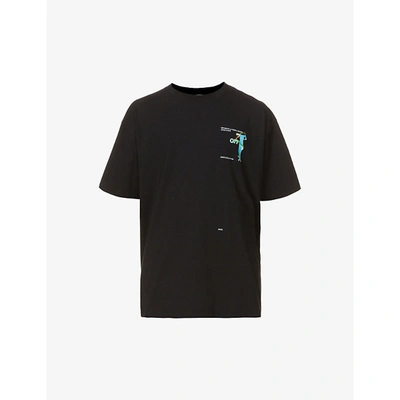 Shop Off-white Adam Is Eve Branded Graphic-print Cotton-jersey T-shirt In Black White