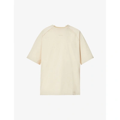 Shop Ader Error Logo-embroidered Cotton-blend T-shirt In Beige