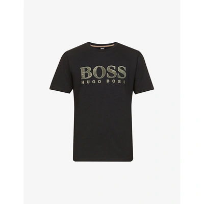 Shop Hugo Boss Mens Black Logo-print Cotton-jersey T-shirt S