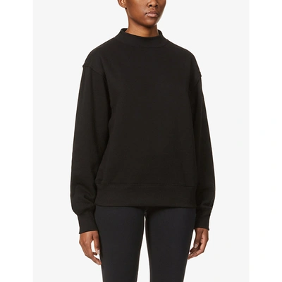 Shop Alo Yoga Freestyle Relaxed-fit Stretch-jersey Sweatshirt In Black