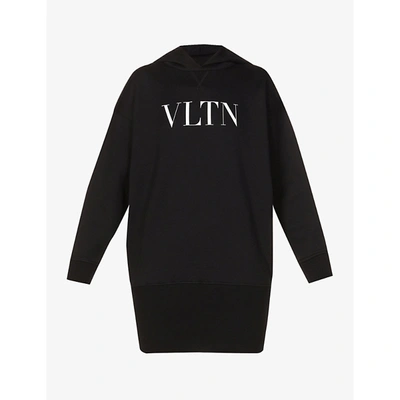Shop Valentino Logo-print Cotton-blend Hoody In Nero/bianco