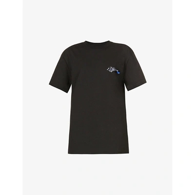 Shop Ader Error Brand-print Cotton-blend Jersey T-shirt In Black