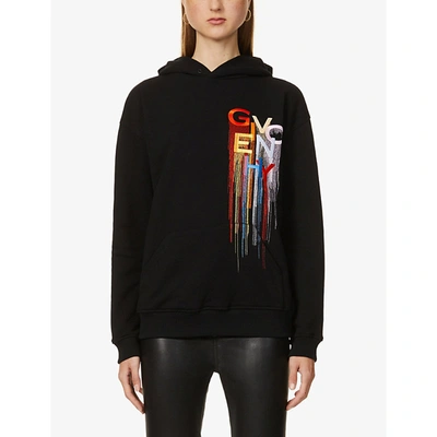 Shop Givenchy Womens Black Logo-embroidered Cotton-jersey Hoody S