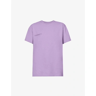Shop Pangaia Womens Orchid Purple Text-print Organic-cotton T-shirt