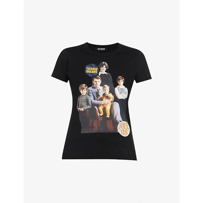 Shop Raf Simons Womens Black Family Portrait Graphic-print Cotton-jersey T-shirt S