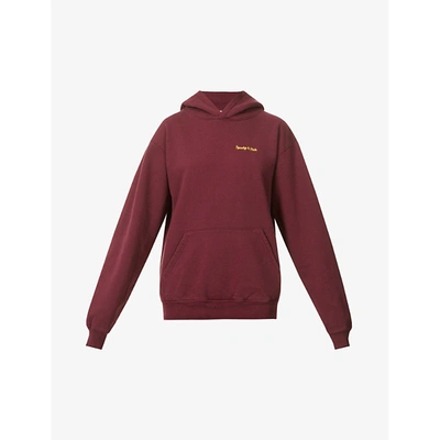 Shop Sporty And Rich Womens Burgundy Gold Logo-embroidered Cotton-jersey Hoody Xs