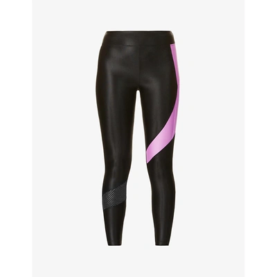 Shop Koral Pista Infinity High-rise Sports-jersey Leggings In Black Wild Orchid