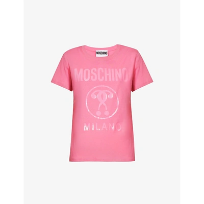 Shop Moschino Logo-print Cotton-jersey T-shirt In Pink