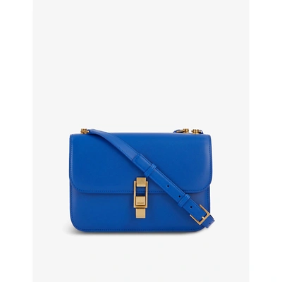 Shop Saint Laurent Carre Leather Satchel Shoulder Bag In Blue Majorelle
