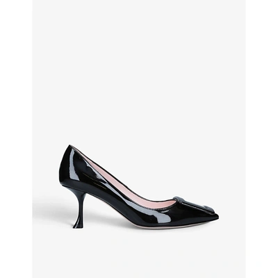 Shop Roger Vivier Womens Black Viv' In The City Pointed-toe Patent Leather Courts 5