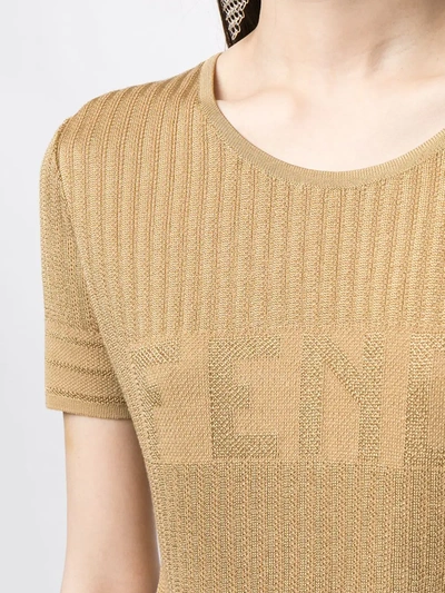 Pre-owned Fendi Logo-knit Top In Brown