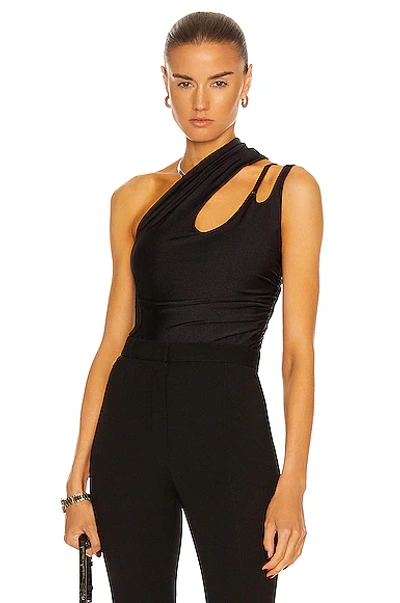 Shop Mugler Asymmetric Bodysuit In Black