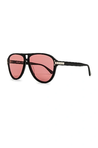 Shop Amiri Aviator Logo Sunglasses In Black & Pink