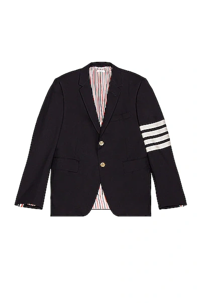 Shop Thom Browne 4 Bar Engineered Suit Jacket In Navy