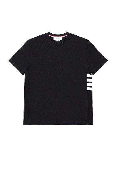 Thom Browne 4 Bar Short Sleeve Cuff Tee In Navy