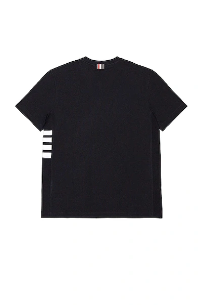 Thom Browne 4 Bar Short Sleeve Cuff Tee In Navy