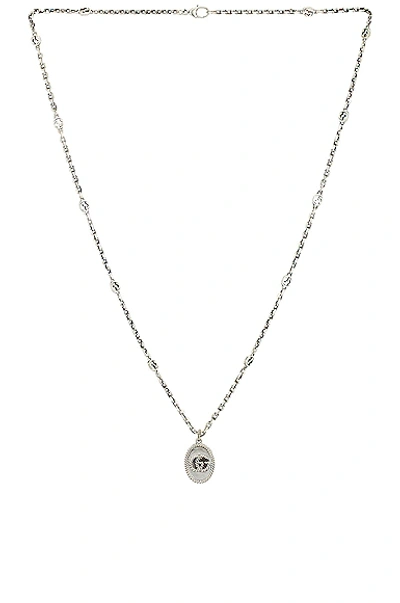 Shop Gucci Gg Marmont Necklace In Aged Silver