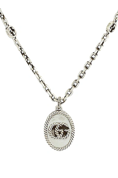 Shop Gucci Gg Marmont Necklace In Aged Silver