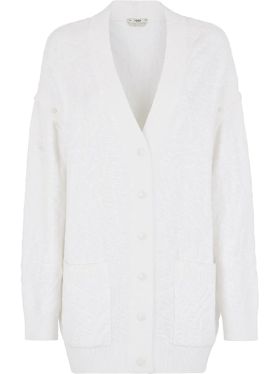 Shop Fendi Ff-embossed Convertible Cardigan In Weiss