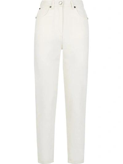 Shop Fendi Embossed Logo Straight-leg Jeans In Weiss