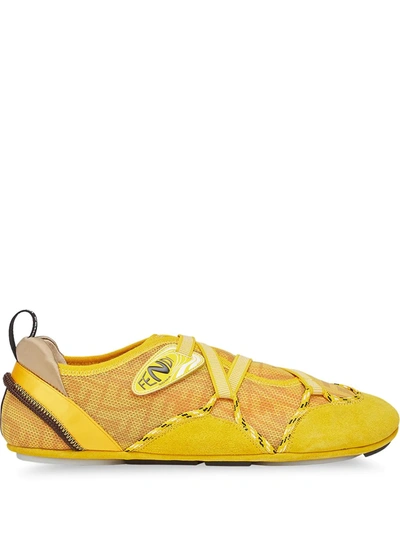 Shop Fendi Flex Crossover-strap Sneakers In Yellow