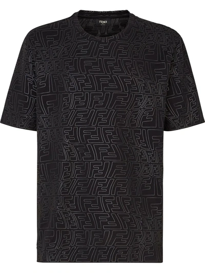 Shop Fendi Monogram Pattern T-shirt In Schwarz