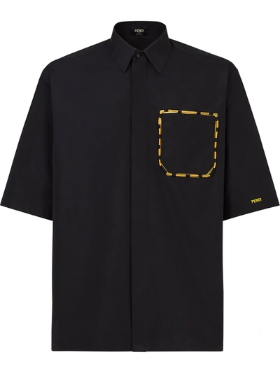 Shop Fendi Chest-pocket Short-sleeve Shirt In Schwarz