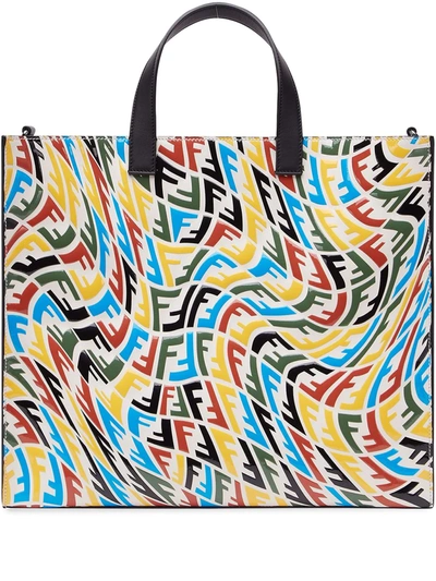 Shop Fendi Ff-print Tote Bag In Weiss
