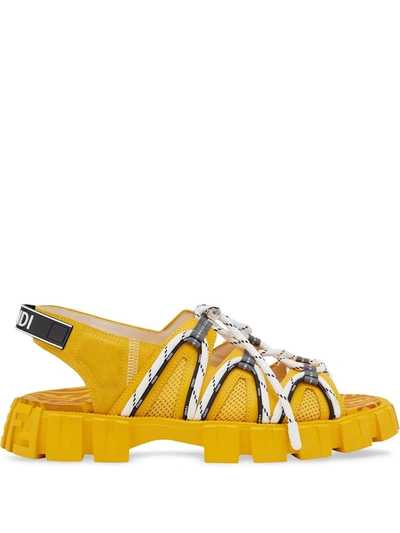 Shop Fendi Rope Detail Tech Sandals In Gelb