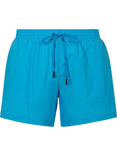 Shop Fendi Ff-print Swim Shorts In Blau