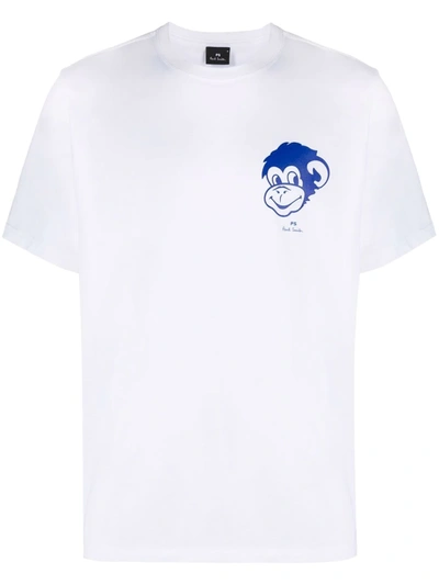 Shop Ps By Paul Smith Monkey-print T-shirt In Weiss