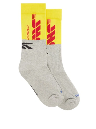 Vetements X Reebok Dhl Logo-jacquard Cotton-blend Socks In 