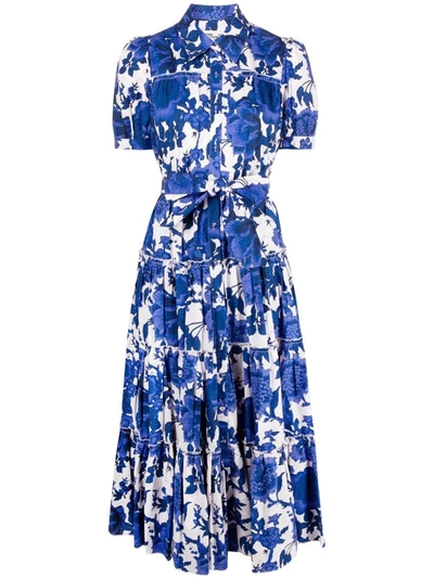 Diane Von Furstenberg Queena Belted Tiered Floral-print Cotton-poplin ...