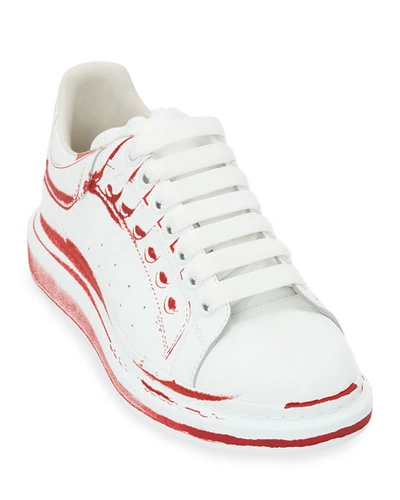 Shop Alexander Mcqueen Men's Oversized Larry Shoe-print Sneakers In White Rose