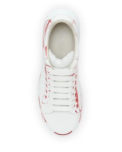 Shop Alexander Mcqueen Men's Oversized Larry Shoe-print Sneakers In White Rose