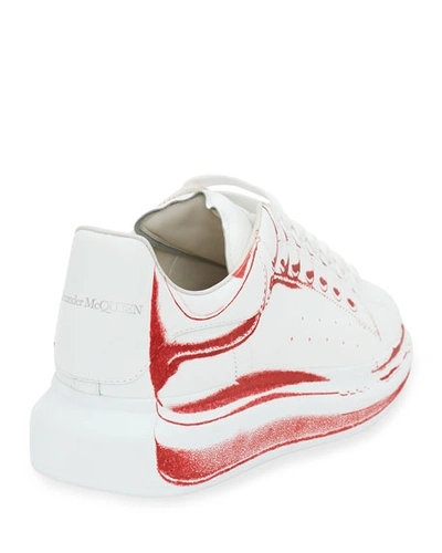 Shop Alexander Mcqueen Men's Oversized Larry Shoe-print Sneakers In White Rose