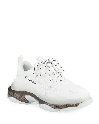 Balenciaga White & Black Clear Sole Triple S Sneakers | ModeSens