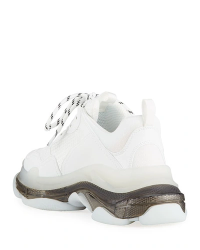 Shop Balenciaga Men's Triple S Clear-sole Sneakers In White/grey
