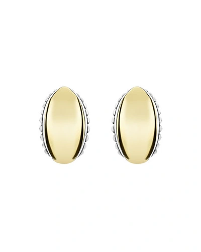 Shop Lagos High Bar Domed Huggie Earrings W/ 18k Gold In Silver