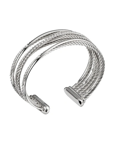 Shop David Yurman Crossover Four-row Cuff Bracelet In Silver