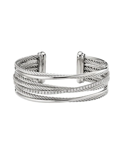 Shop David Yurman Crossover Four-row Cuff Bracelet In Silver